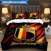 3PCS Belgium Football Crest Emblem Bedding Set 2D Printing (Includes 1 Duvet Cover + 2 Pillowcases Coreless), Bedroom decor,Fan gift