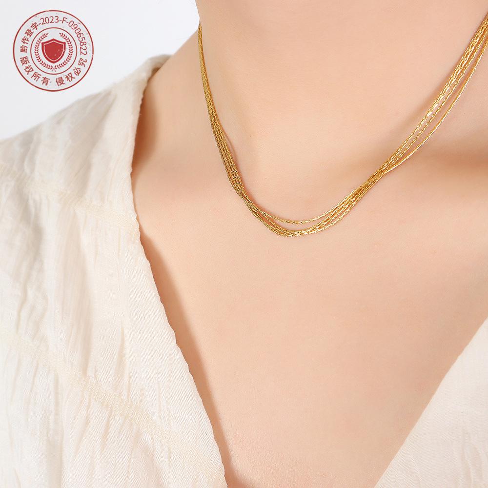 Gold-Plated Double Layer Clavicle Necklace - Fade-Resistant, Personalized Design
