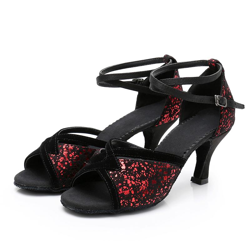 Latin Tango Salsa Dancing Shoes For Women 7CM Heeled Ballroom Dance Shoes