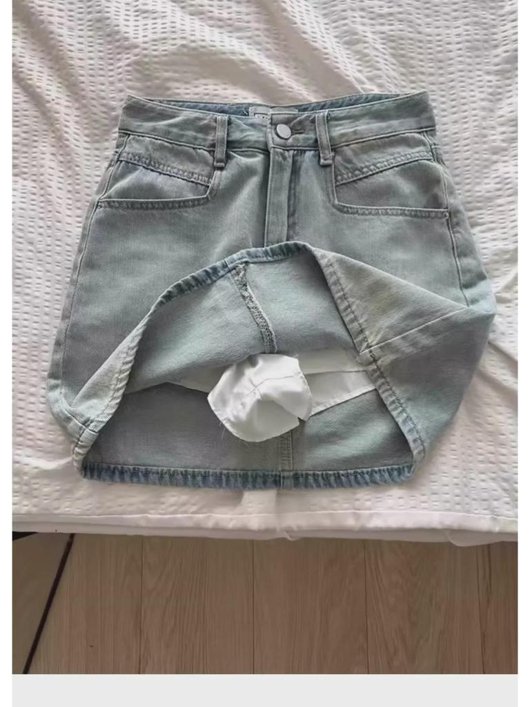 Damen Übergröße High Waist Retro Denim A-Linienrock für den Sommer