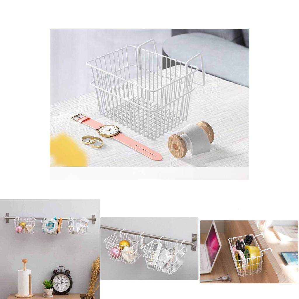 Modern Minimalist Iron Storage Basket For Remote Controls And Stationery In White