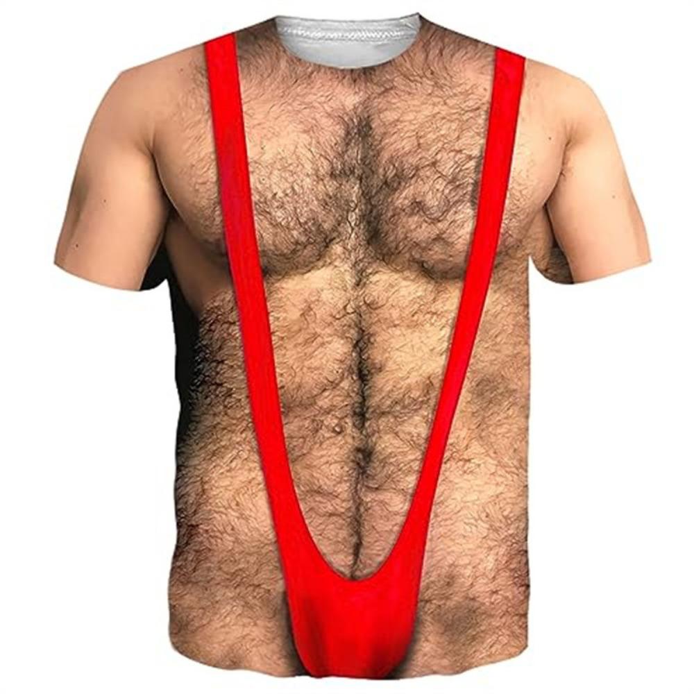 Funny Hairy Chest Graphic T Shirt Men 3d Printed Muscle Fake Abs Short Sleeve T-shirt Summer Spring Cosplay Costume Tee Shirts