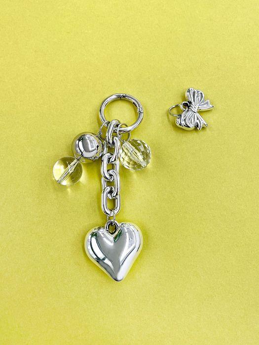 SATTCHI SV HEART RIBBON KEYRING Silver