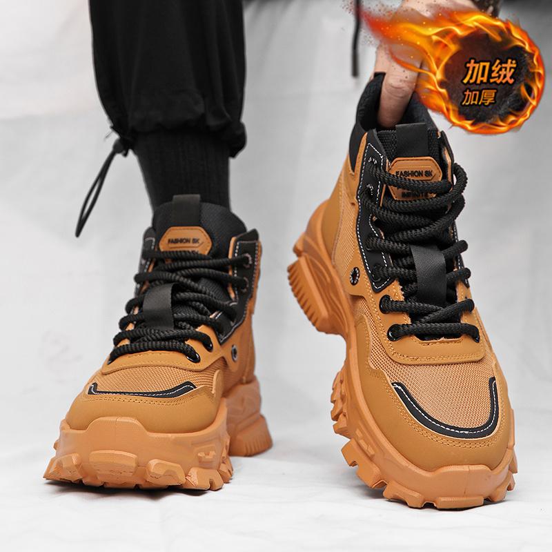 Martin boots autumn and winter outdoor hiking shoes sports dad shoes velvet snow boots high-top cotton shoes