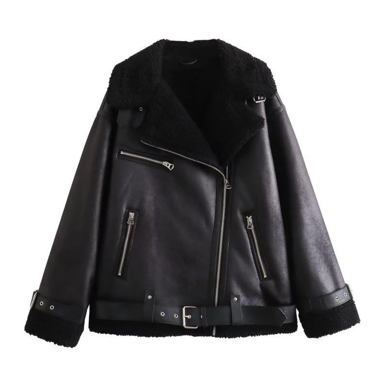 Damen Übergroße Wendbare Kunstpelzjacke Mit Reißverschluss Streetwear Stil