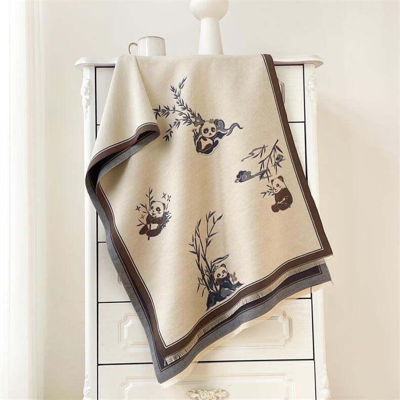 Panda Style Women's Imitation Cashmere Jacquard Tassel Shawl