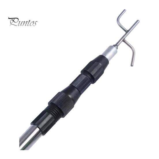 Stainless Steel Telescopic Capture Pole with Pickup Hook Curtain Puller Clothes Dryer Fishing Net Puller Portable Truck Cargo Grabber for Home