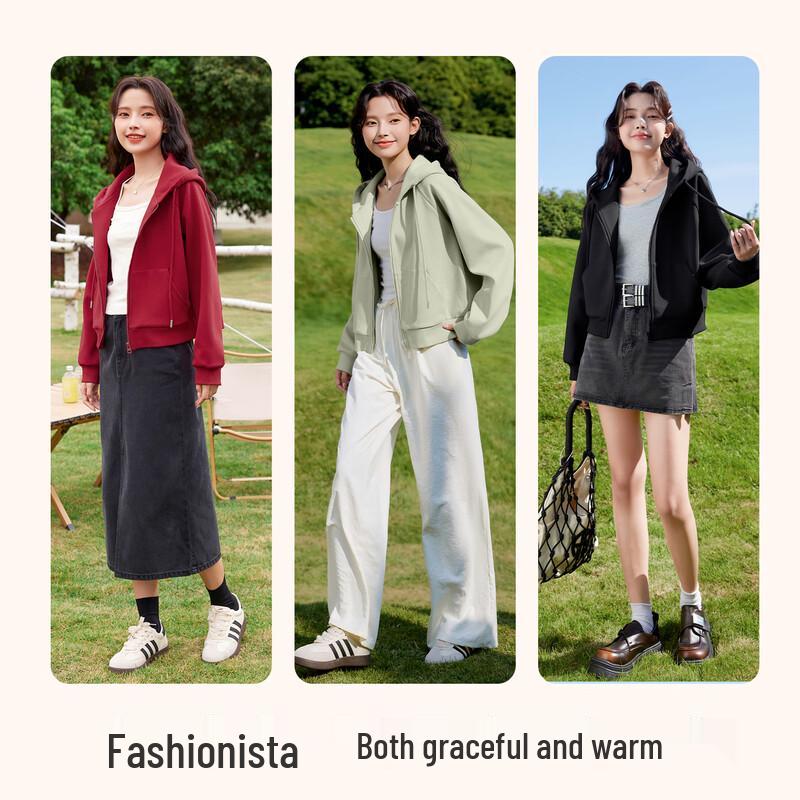 Baleno Women's Short Hooded Zip-Up Sweatshirt Jacket