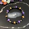 Shein TK Multistone Fashion Bracelet with Tiger Eye, Tea Crystal, Amethyst, and Obsidian.