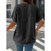 T-shirt Casual da Donna Taglie Forti Casual Colore Unico Bottoni Scollo a V Elegante Colore Unico Manica Corta Abbottonata Moda Quattro Stagioni Nuovo