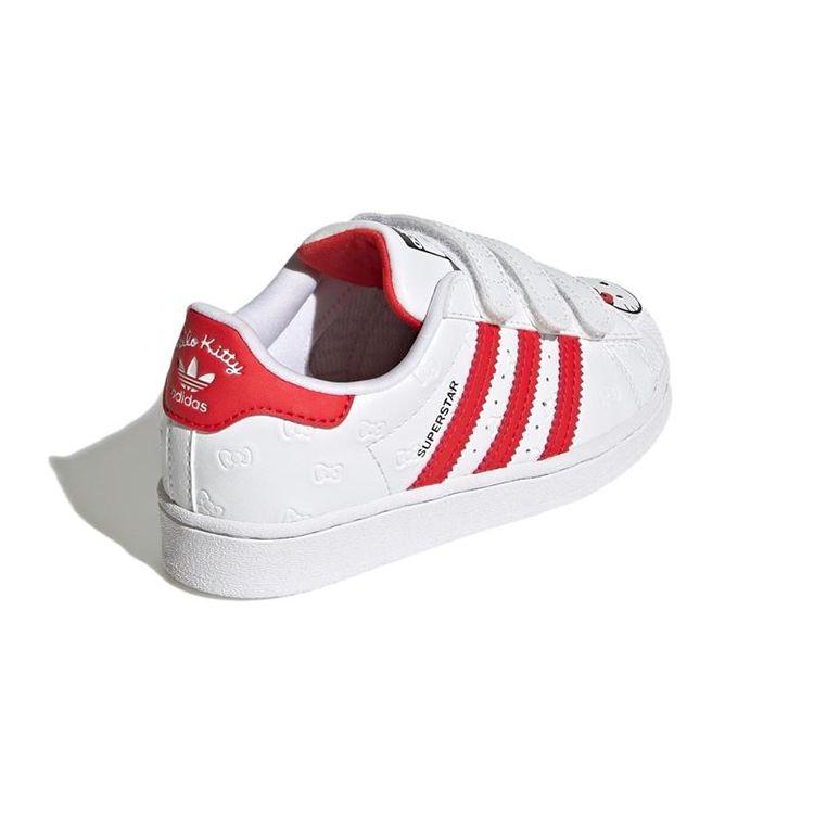 Adidas Hello Kitty x Superstar J Celoplošné embosované mašle Dětské tenisky Bílá Oblačně bílá Živě červená GV8865