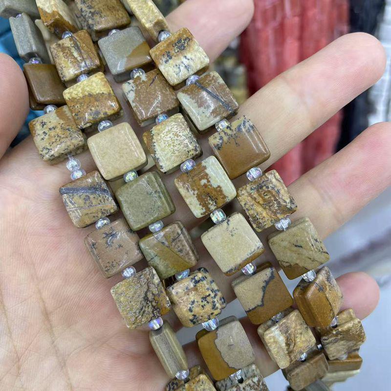 Naturstein Achat Kristall gerillte quadratische Schmuck-DIY-Accessoires, 10x10 unregelmäßige Stücke