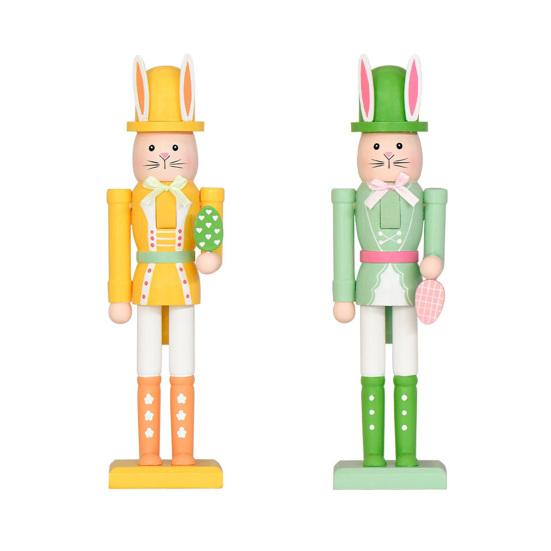 Osterhase Nussknacker Figur 30 cm Holz Hase Nussknacker Dekoration für Frühling Zuhause Tisch Regal Dekor