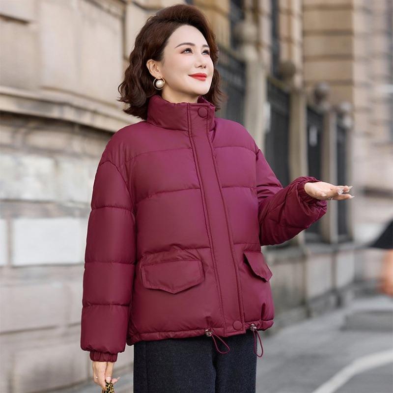 Middle-aged women's cotton-padded clothes are versatile in winter, new fashion stand-up collar, thickened small bread jacket, and top women