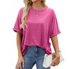2026 European and American Plus Size Solid Color Loose Short Sleeve Round Neck Women's T-Shirt