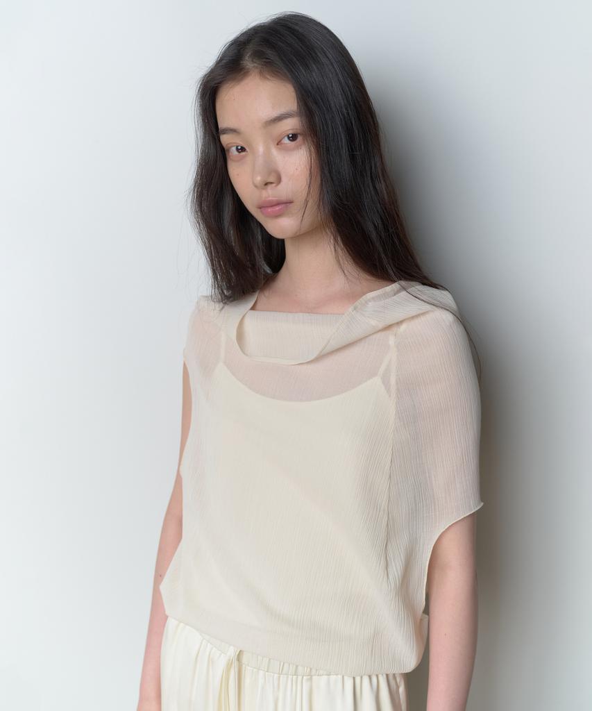 Bopeu Lunel Sheer Asymmetric Top (Cream)