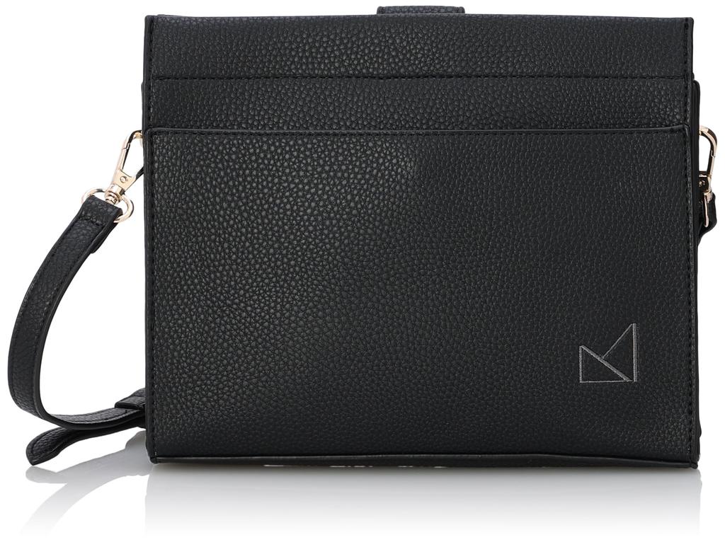 Maison Vert Square Mini Shoulder Bag, Lightweight Shrink Faux Leather, Women's, Black (10)