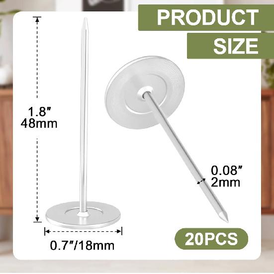 20pcs Flat Head Thumb Tacks for Wall, Silver Heavy Duty Upholstery Push P, 18 X 48 Mm Decorative Wall P Nails for Furniture, Office, DIY Crafts