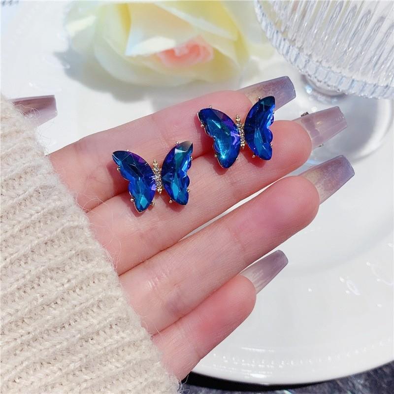 

Элегантные серьги-подвески с синими кристаллами - серебро 925 пробы, корейская мода