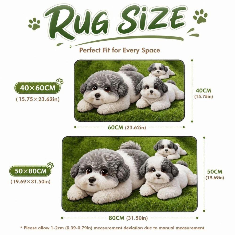 Absorbent Teddy Dog Print Rug Diatomite Entryway Rug Cartoon Floor Mat Home Decor