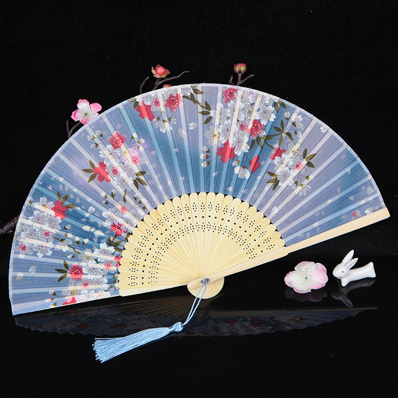 Chiński styl Retro Składany wachlarz Lato Wachlarz ręczny dla kobiet Wachlarz na imprezę do tańca Starożytny gruby, ale luźno tkany jedwab abanicos para boda