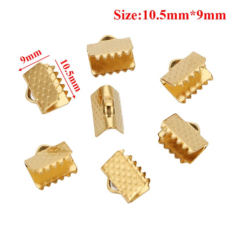 20pcs Crimp Beads Cord End Caps Cove Clasps String Ribbon Leather Clips Foldover Connectors for DIY Jewelry Findings Supplies