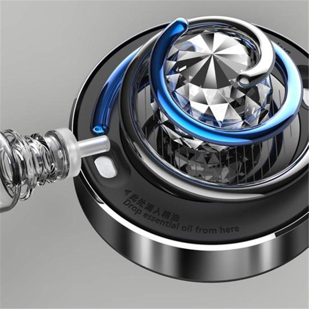 Odświeżacz powietrza do samochodu zasilany energią słoneczną Obrotowa spirala Rhinestone Długotrwały zapach Stop Auto Aromaterapia Dyfuzor Ozdoba Akcesoria do wnętrza samochodu