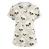 Women's V-Neck Short Sleeve Scrub Top with Pockets Halloween Print for Nurses and Caregivers