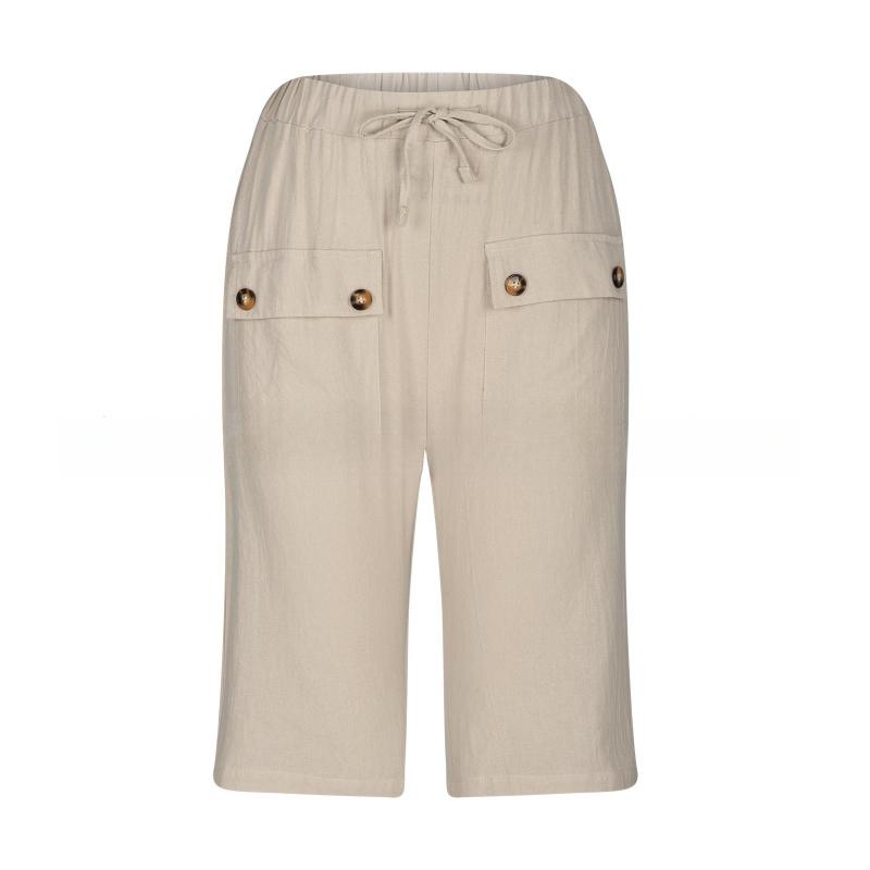 GMXIA Dámské módní ležérní jednobarevné kalhoty s vysokým pasem a capris