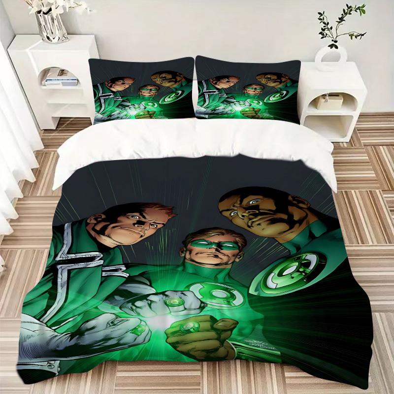 3pcs Green Lantern Cover Set,Soft Comfortable Duvet Cover,Guest Room (1*Duvet Cover + 2*Pillowcases, Without Core) yy251024173