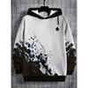 Boys' Black and White Graffiti Color 3D Printed Long Sleeved Hooded Sweatshirt, Boys' Spring and Autumn Sportswear