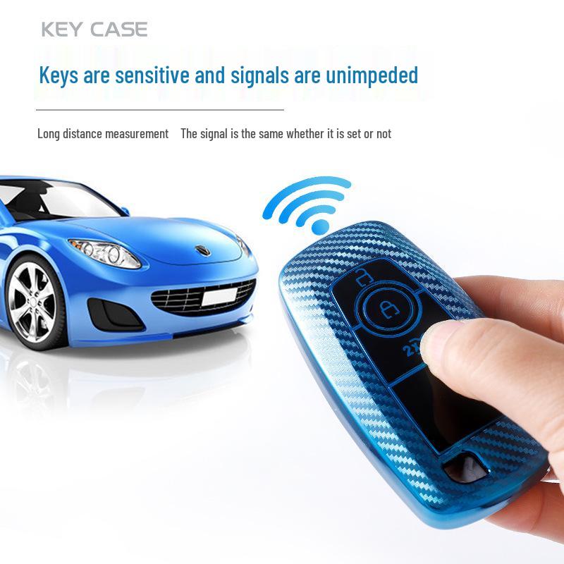 Carbon Fiber Pattern Key Cover for Ford Edge, Mondeo, Mustang Keys