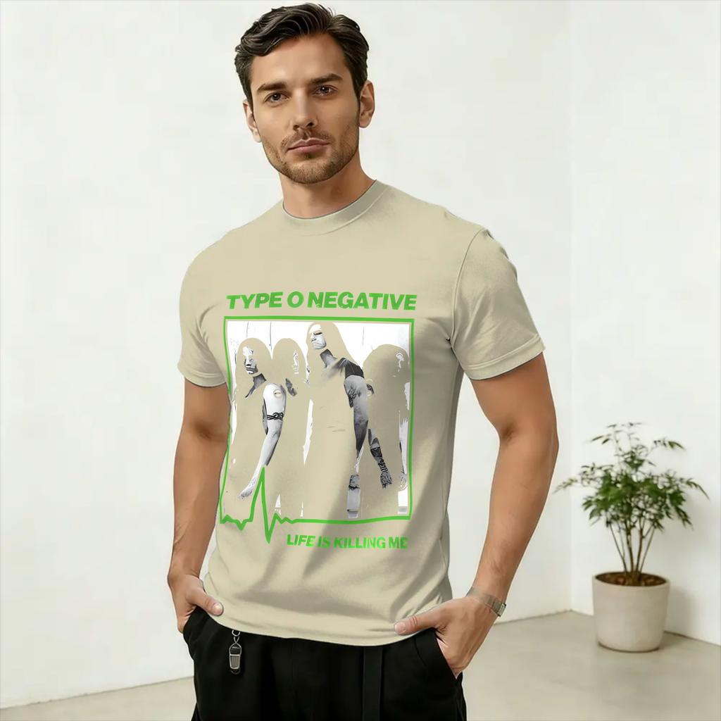 Casual Type O Negative TShirts for Unisex Round Collar Pure Cotton T Shirt Short Sleeve Tees Plus Size Clothing