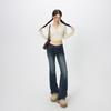American retro low-rise micro-pull jeans women's autumn new elastic slim-fitting and thin versatile bell pants
