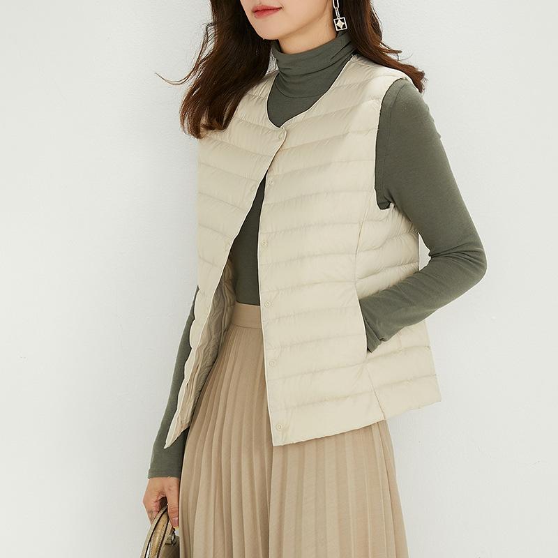 New Light Down Vest Women's White Duck Down Vest Liner Thin Down Jacket Vest To Keep Warm