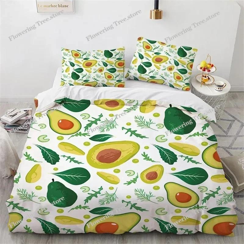 3D Avocado Bettbezug Mikrofaser Niedlich Frucht Bettdeckenbezug Cartoon Avocado Gesichter Bettwäscheset Full Für Kinder Jungen Mädchen Erwachsene