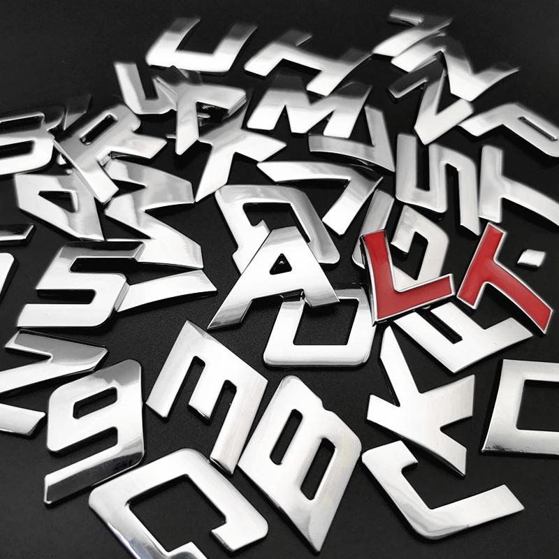 New 3D Metal 25mm Italic Car Letters Alphabet Emblem Numbers Chrome Labeling Auto Sticker Trunk Logo Letters Emblem Accessories