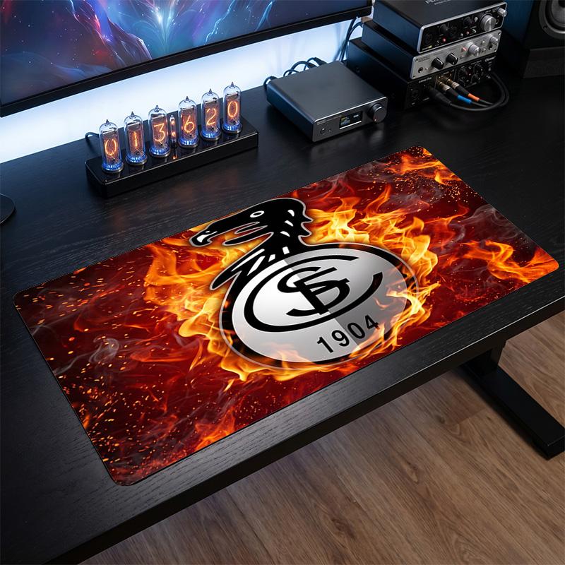 SC Freiburg FC Theme Pattern Mouse Pad, Soccer Logo Design XXL Gaming Desk Mat Non-Slip Computer Mouse Pad