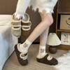 Thick-soled Cotton Towing Women's Shoes Are Velvet To Keep Warm. In Winter, the New Inner Heightening Bag Head Outdoor Slippers Are All-match.