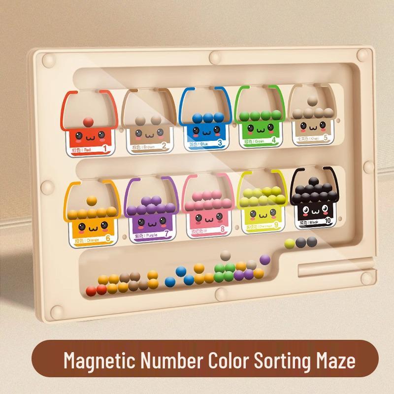 

Деревянный магнитный лабиринт с шариком - Игрушка для тренировки концентрации для детей 2-6 лет