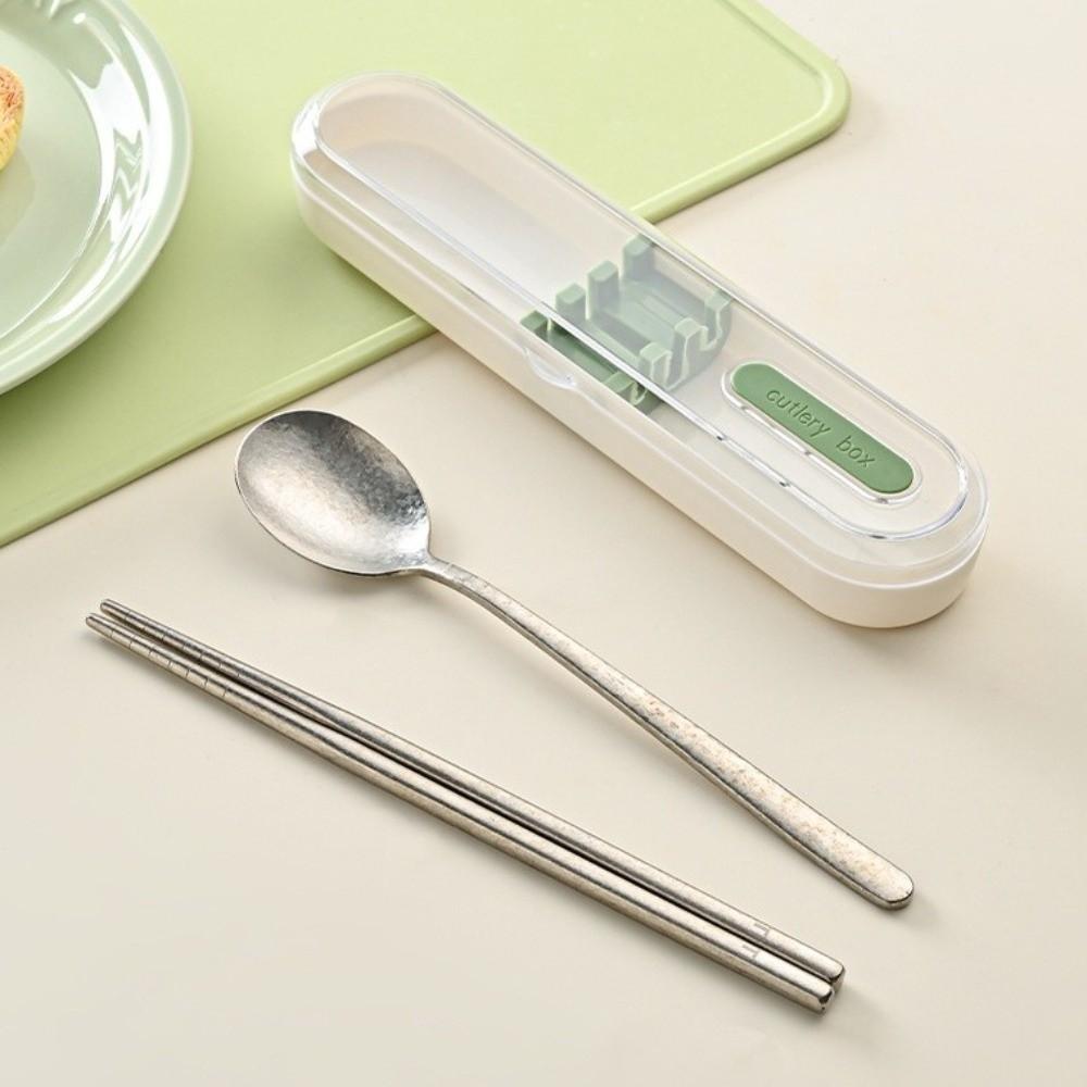 2 in 1 Student Cutlery Lightweight Camping Spoon Tableware Travel Flatware  Kitchen Accessories