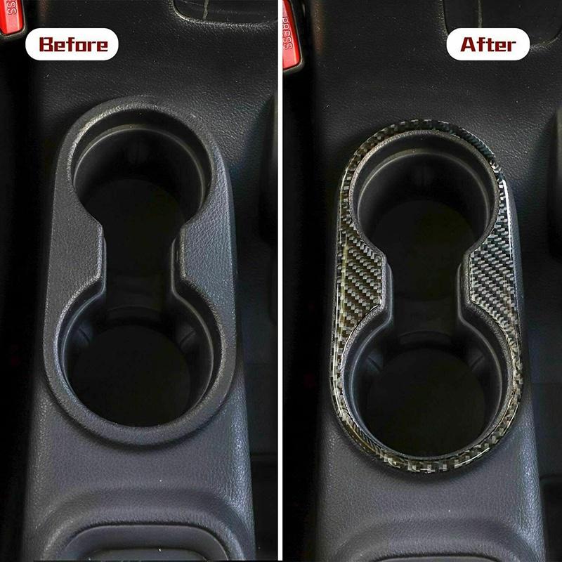 For Jeep Wrangler JK 2011-2017 4-Door Models Car Water Cup Holder Trim Cover Sticker Protector Real Carbon Fiber