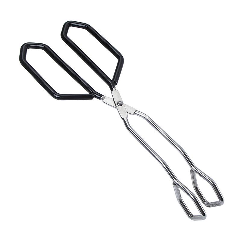 Scissor Tongs Stainless Steel Food Tongs With Wrap Handle Angled Bread Clamp For BBQ Grilling Cake 11inch