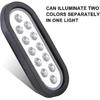 4Pcs 6" Oval Red Stop Turn Tail Lights to White Back-up Lights 12 LED, 6 Inch Round Red/White Dual Trailer Truck Tail Lights with Rubber Grommet and