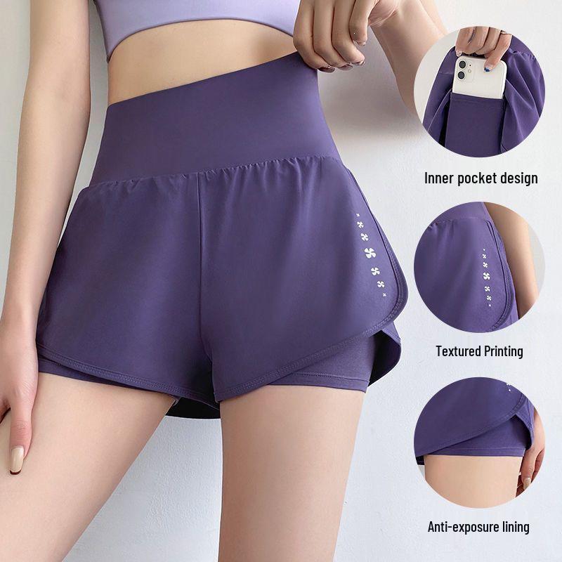 Women's Quick-Dry Yoga Pants with Built-In Shorts - Anti-Exposure, Summer Fitness, Running Training, 3/4 Length