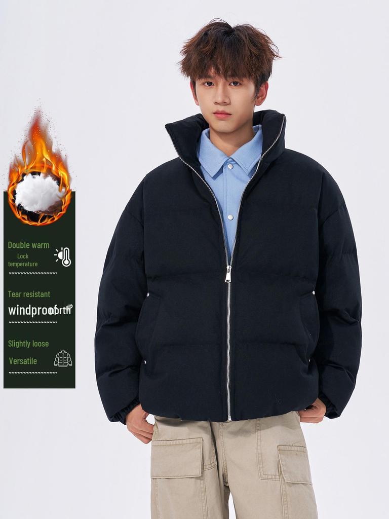 Winter Color Block Two-Piece Patchwork Puffer Jacket - Thick, Warm, Casual Cotton for Couples