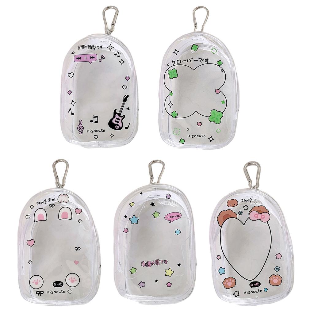 Portable Clear Hanging Storage Bag For Mini Figures Dolls Collectibles With Keychain Attachment And Zipper Closure