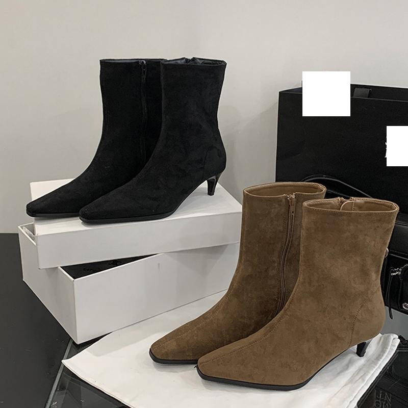 Eilyken Street Fashion Designer Pointed Toe Ankle Boots Women Modern Vintage Autumn Winter Zipper Thin Low Heel Shoes