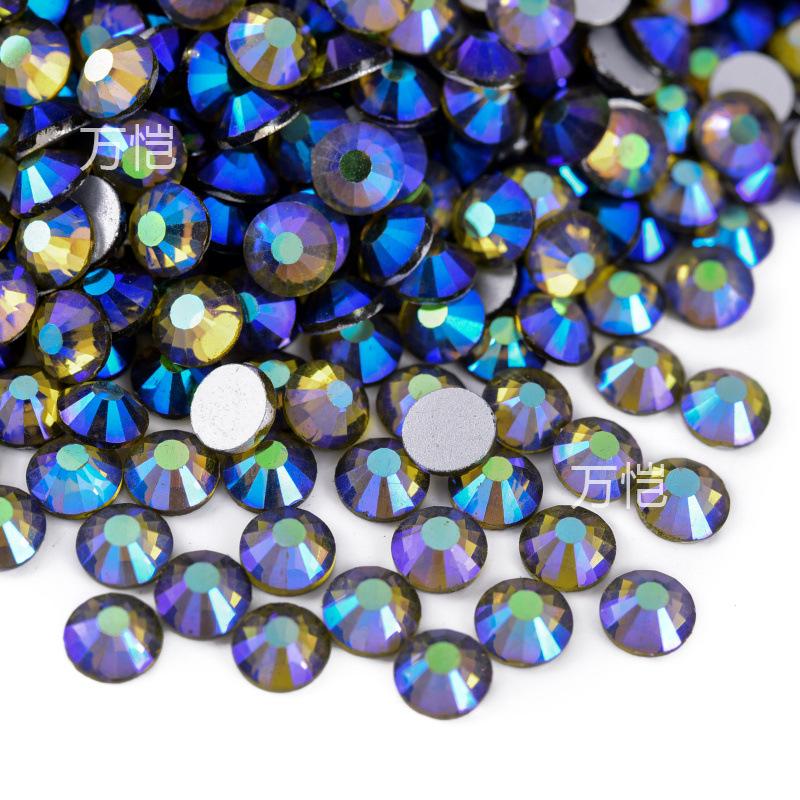 Grüner Diamant-Nagelbohrer mit flachem Boden, Glaskristall mit silbernem Boden, Handyhüllen-Zubehör, Aufkleber, Diamant, DIY-Strass-Schmuckzubehör