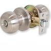 Privacy Knob Set Satin Chrome, Keyless Door Knob with Lock for Internal Wooden Bathroom Doors, Complete Set with Tubular Latch